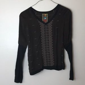 Johnny Was Collection Embroiled Long Sleeve Blouse